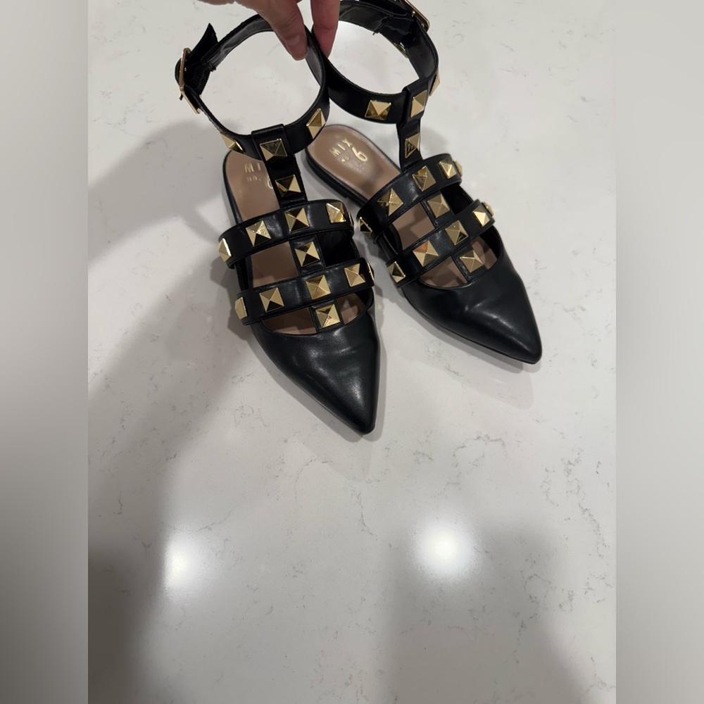Apt. 9 Black and Gold Studded Heels